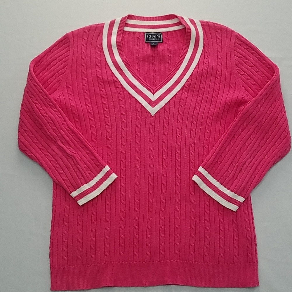 Chaps Hot Pink V-Neck Sweater XL